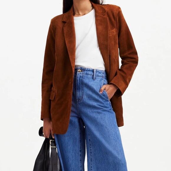 Madewell Jackets & Blazers - Madewell Women’s The Kline Leather Blazer Size 2 Soft Mohagany
